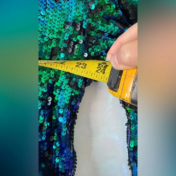 Green and Blue Sequin Mermaid Bomber Jacket - Picture 7 of 7